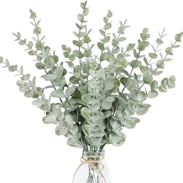 10PCS Gold Eucalyptus Leaf Artificial Plants Diy Christmas Fake Plant Flower Bouquet Ornament Home Garden Party Wedding Decor