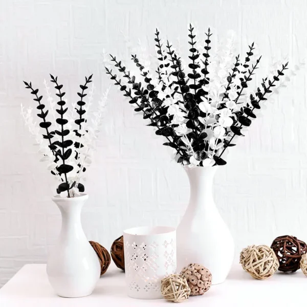 10PCS Gold Eucalyptus Leaf Artificial Plants Diy Christmas Fake Plant Flower Bouquet Ornament Home Garden Party Wedding Decor