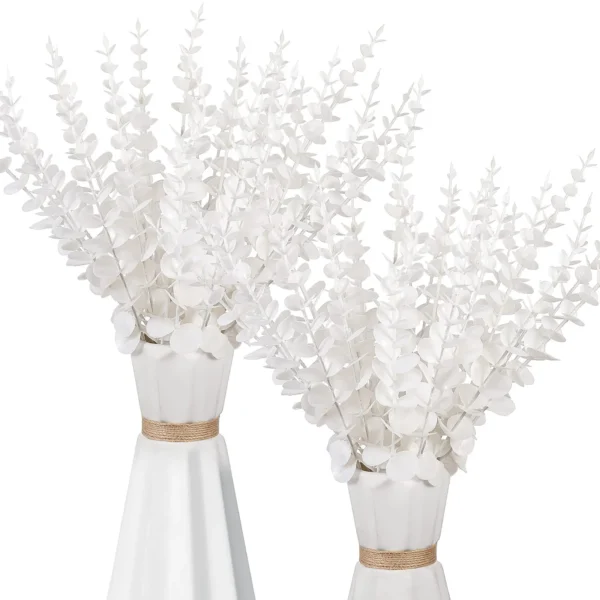 10PCS Gold Eucalyptus Leaf Artificial Plants Diy Christmas Fake Plant Flower Bouquet Ornament Home Garden Party Wedding Decor