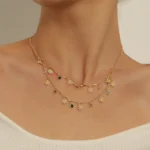 New Double Layer Daisy Flower Clavicle Chain Necklace for Women Korean Butterfly Evil Eye Choker Wedding Neck Chain Jewelry Gift
