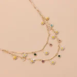 New Double Layer Daisy Flower Clavicle Chain Necklace for Women Korean Butterfly Evil Eye Choker Wedding Neck Chain Jewelry Gift